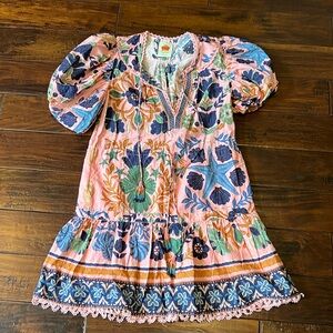 Farm Rio Pink Tapestry Seashell Minidress Size XS